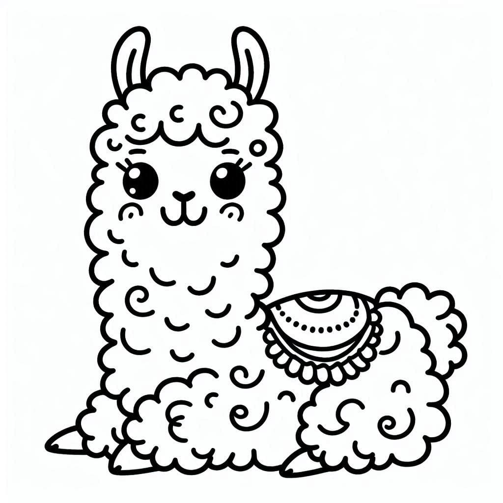 Coloriage Dessin d’un lama couché mignon à imprimer