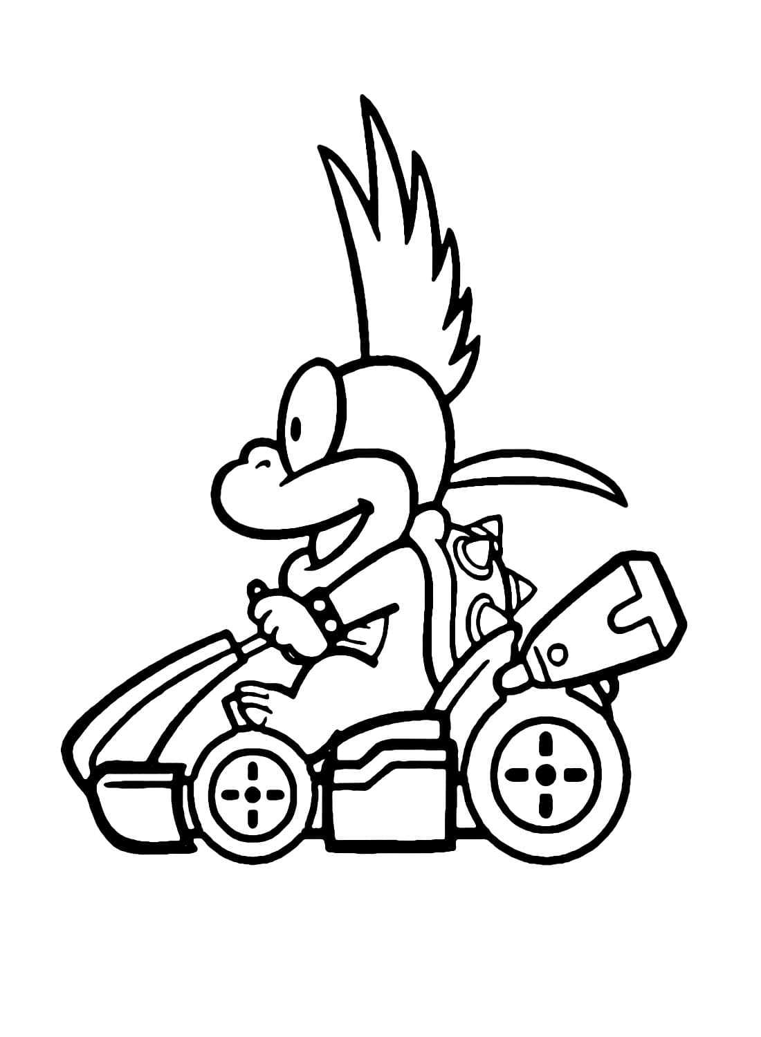 Coloriage Dessine Mario Kart Lemmy Koopa à imprimer