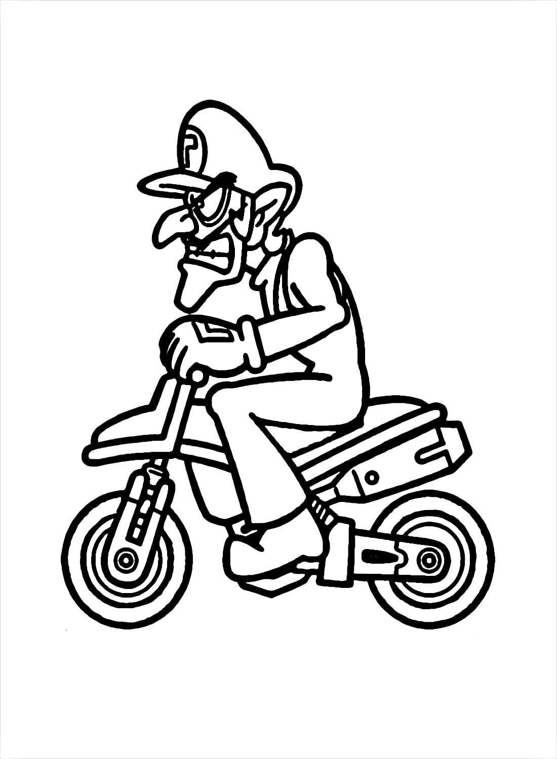 Coloriage Dessine Mario Kart Waluigi