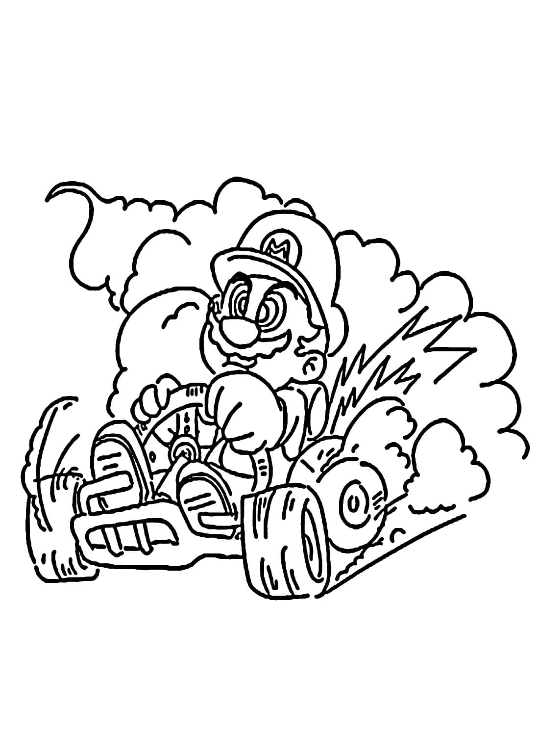 Coloriage Dessine un adorable Mario Kart