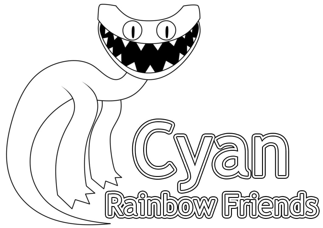 Coloriage Dessiner des amis cyan Rainbow Friends gratuitement