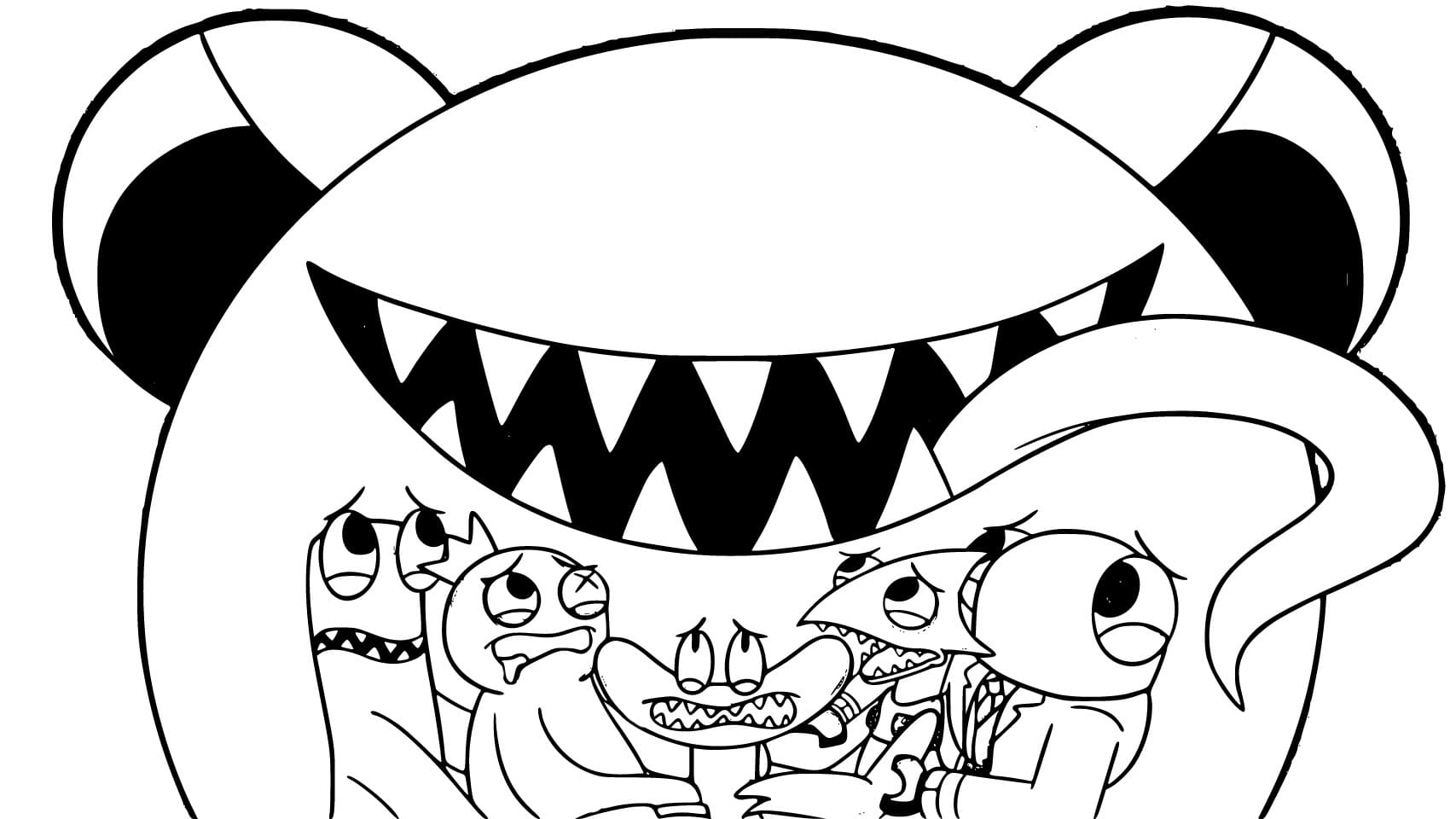 Coloriage Dessiner un dessin animé Rainbow Friends à imprimer