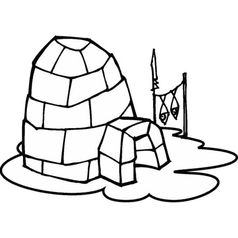 Coloriage Dessiner un igloo simple à imprimer