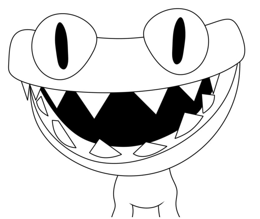 Coloriage Dessiner un monstre cyan Rainbow Friends à imprimer