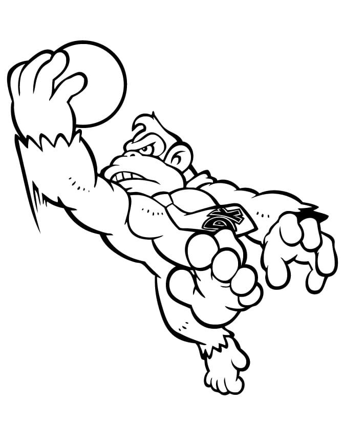 Coloriage Donkey Kong avec un ballon