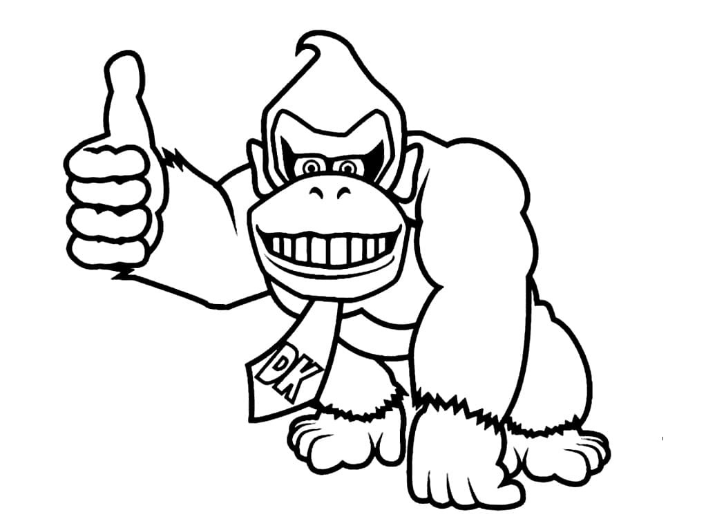 Coloriage Donkey Kong dans Mario Bros à imprimer