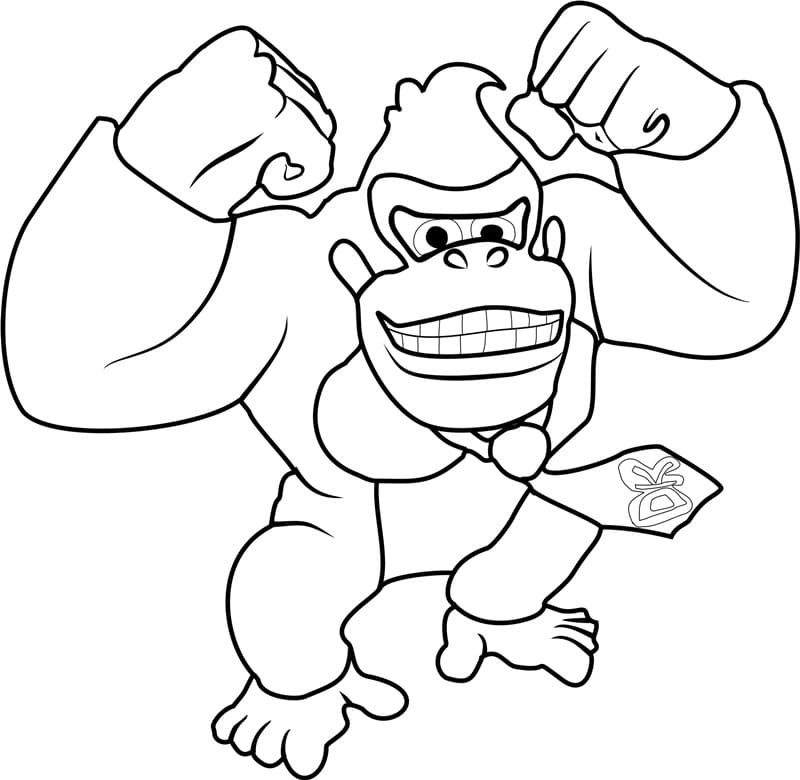 Coloriage Donkey Kong depuis Super Mario Bros excité