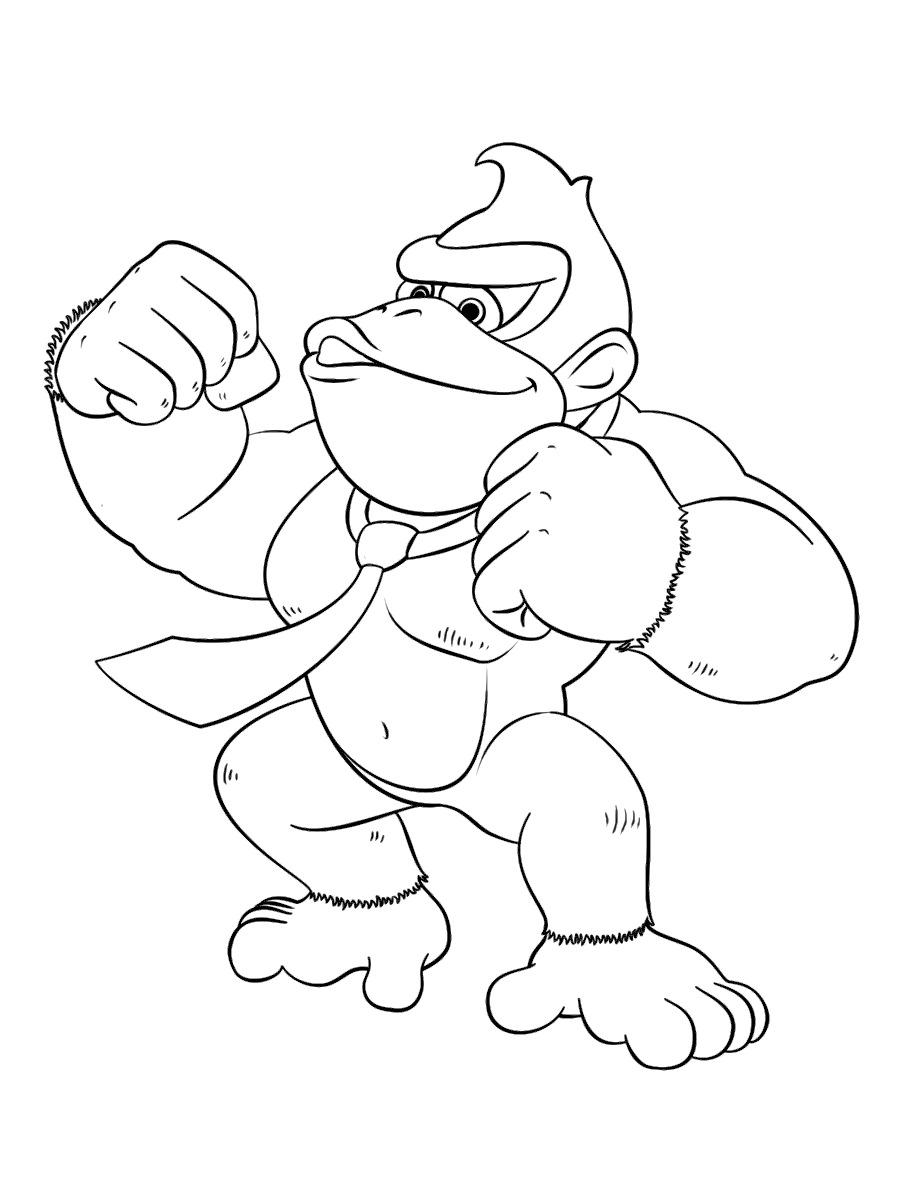 Coloriage Donkey Kong est fort et cool