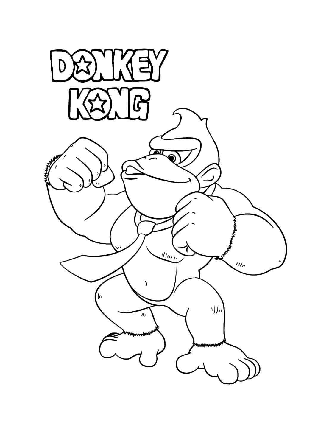 Coloriage Donkey Kong s'est cogné la poitrine