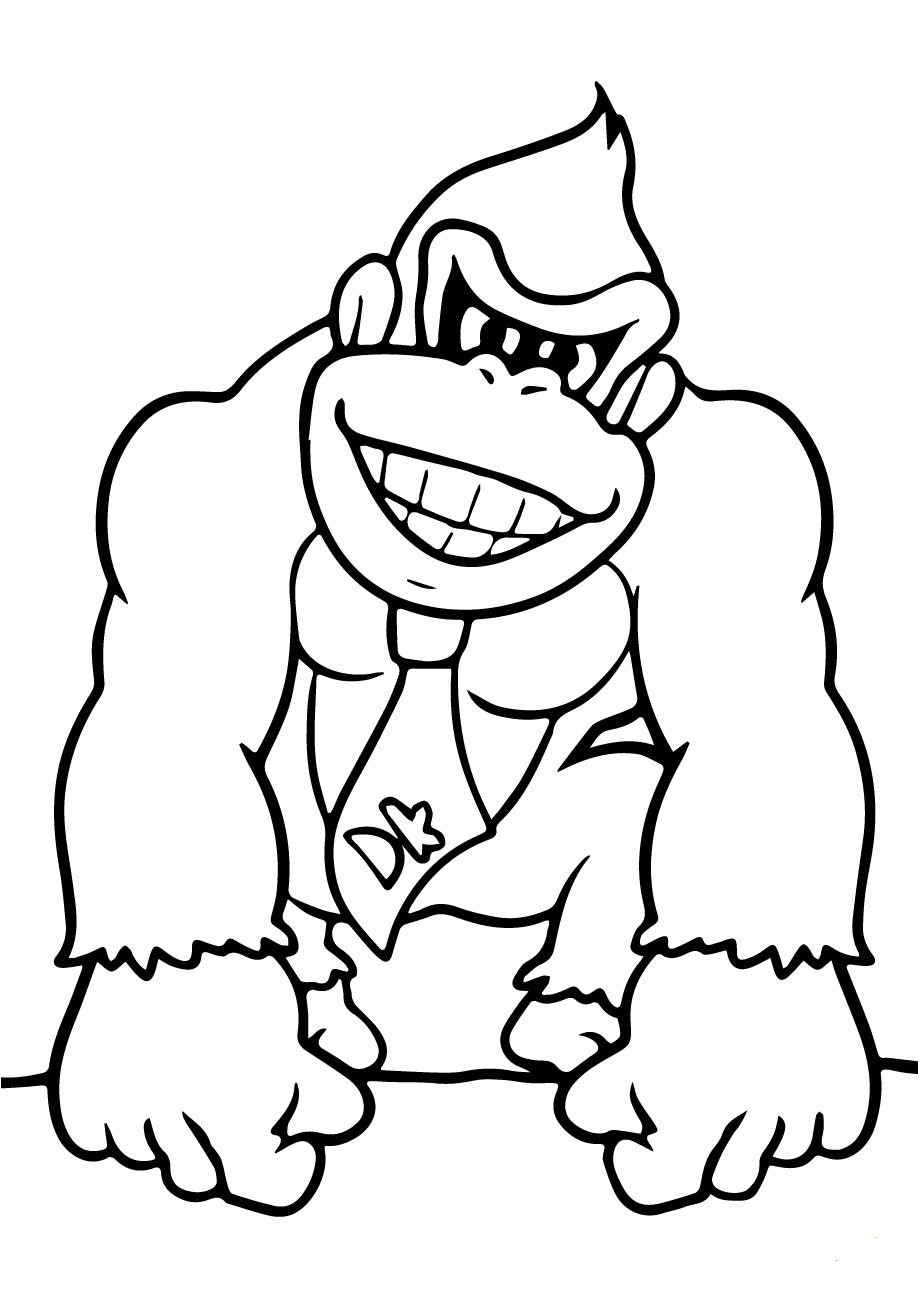 Coloriage Donkey Kong sourire mignon