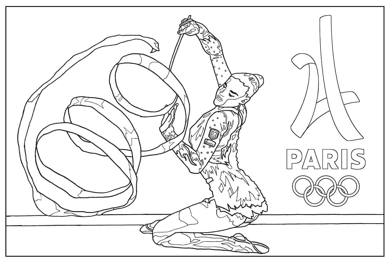 Coloriage Gymnastique aux Jeux Olympiques 2024