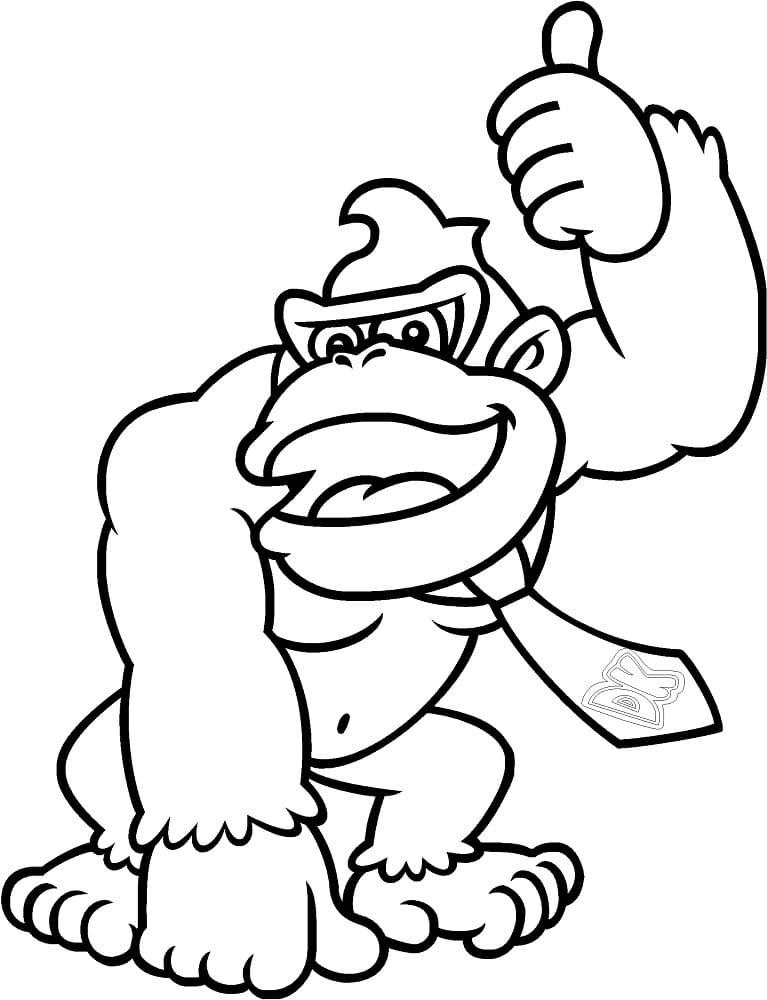 Coloriage Heureux Donkey Kong à imprimer