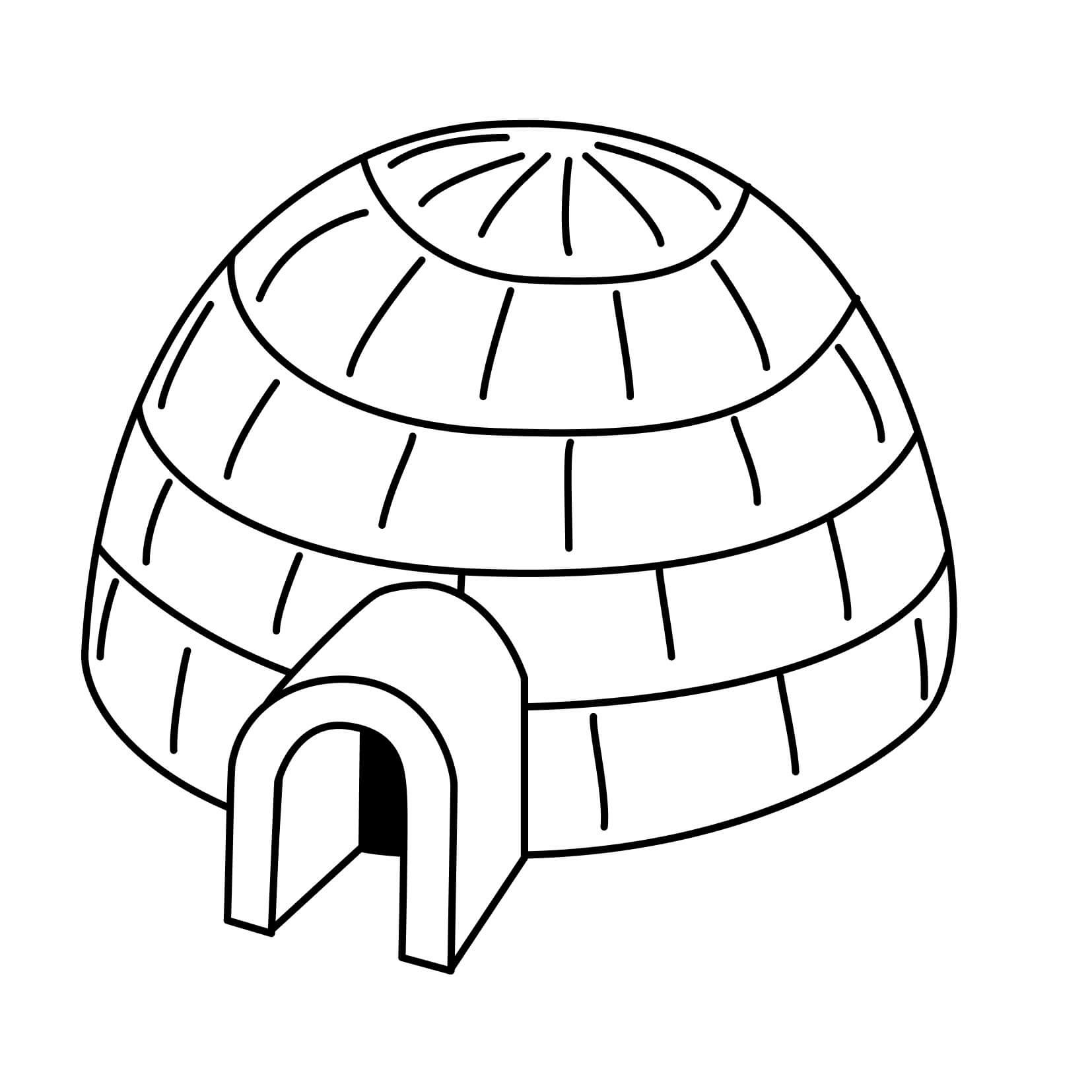 Coloriage Igloo été parfaitement construit