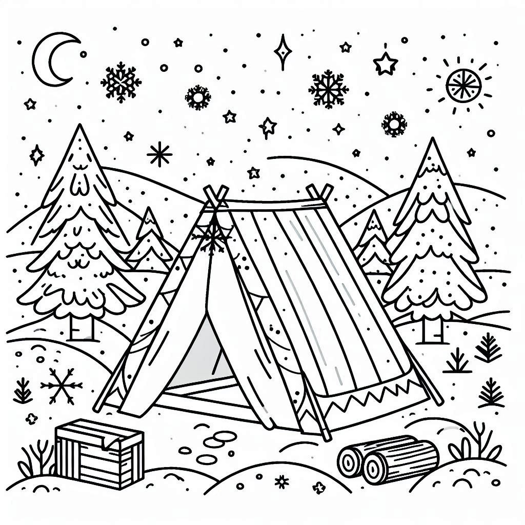 Coloriage Igloo la nuit à imprimer