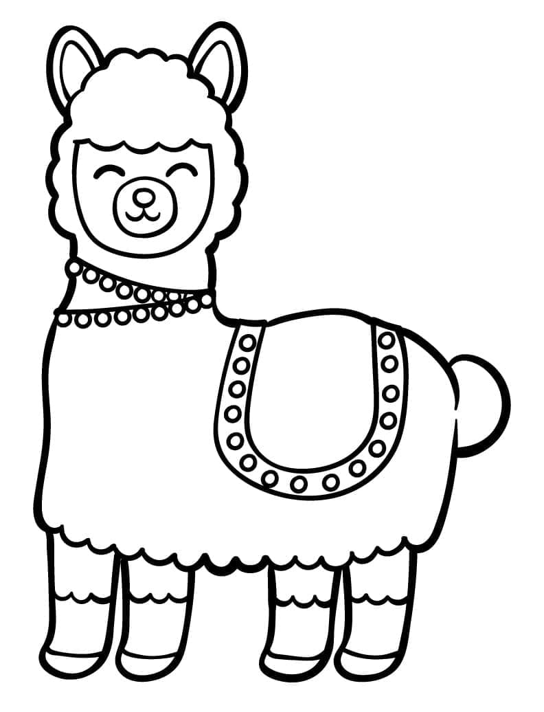 Coloriage Image de lama mignon imprimable à imprimer