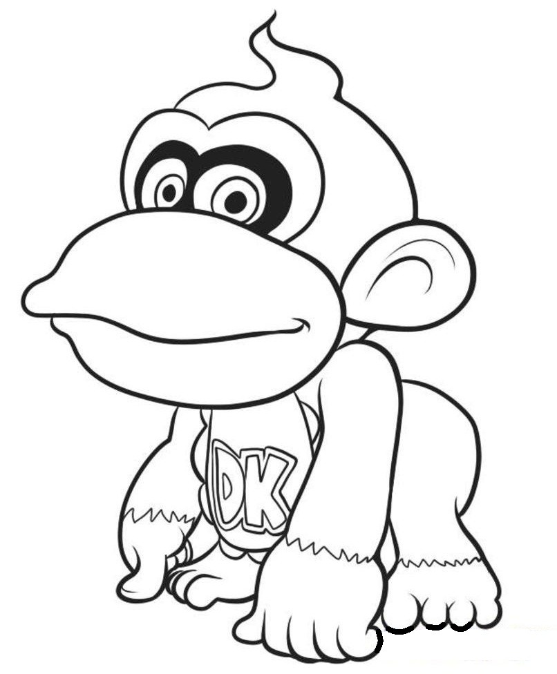 Coloriage Image Donkey Kong petit enfant à imprimer