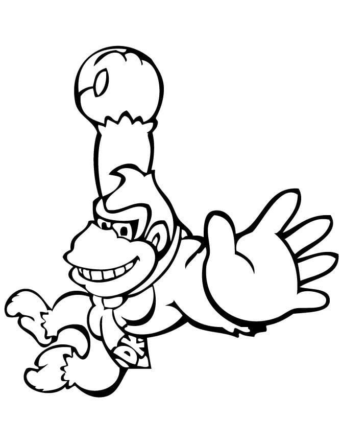 Coloriage Image Donkey Kong Souriant à imprimer