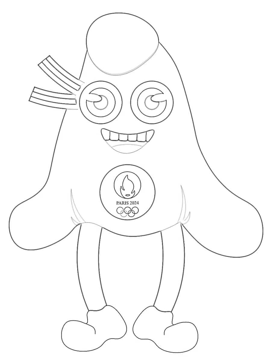 Coloriage Image olympiques 2024 mascotte sourire à imprimer