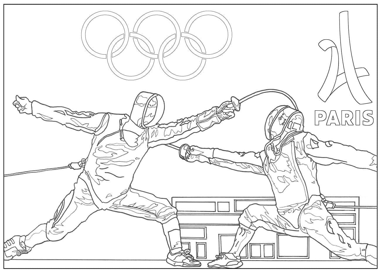 Coloriage Jeux olympiques 2024 Escrime