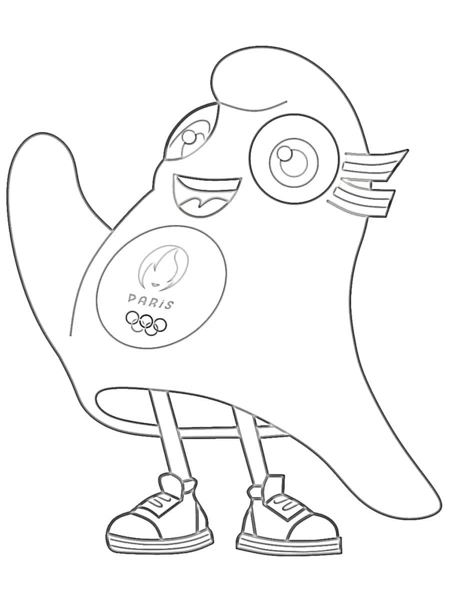 Coloriage Jeux olympiques 2024 mascotte rire à imprimer