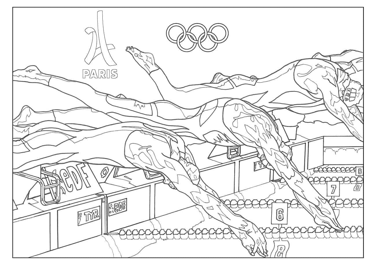 Coloriage Jeux olympiques 2024 Natation