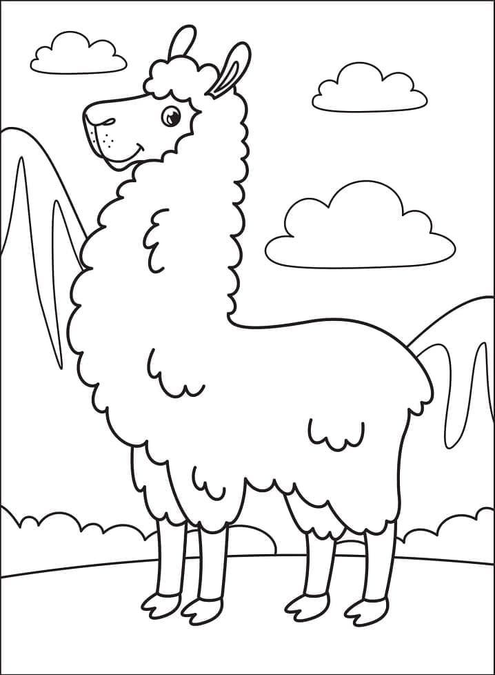 Coloriage Joyeux lama