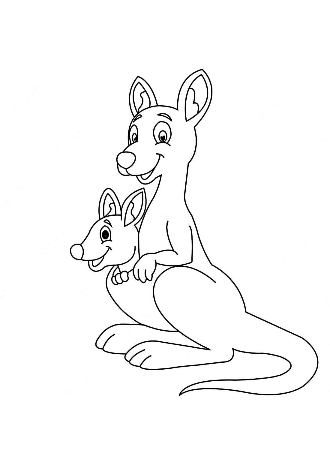 Coloriage Kangourous mignons