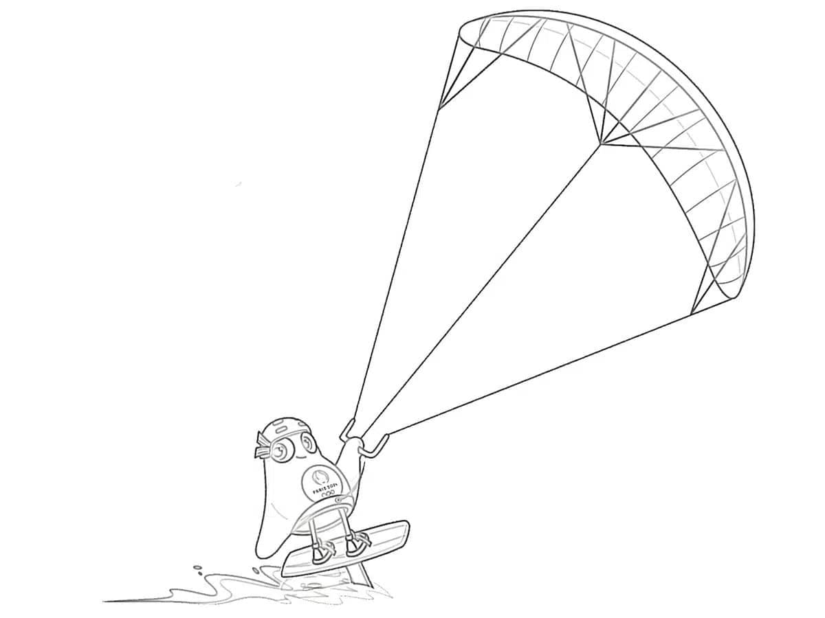 Coloriage Kite surf Jeux Olympiques 2024