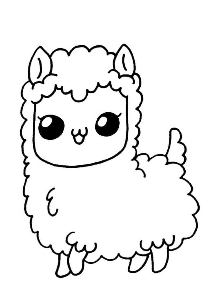 Coloriage Lama Kawaii à imprimer