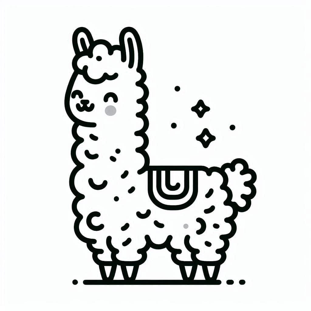 Coloriage Le lama a ri joyeusement