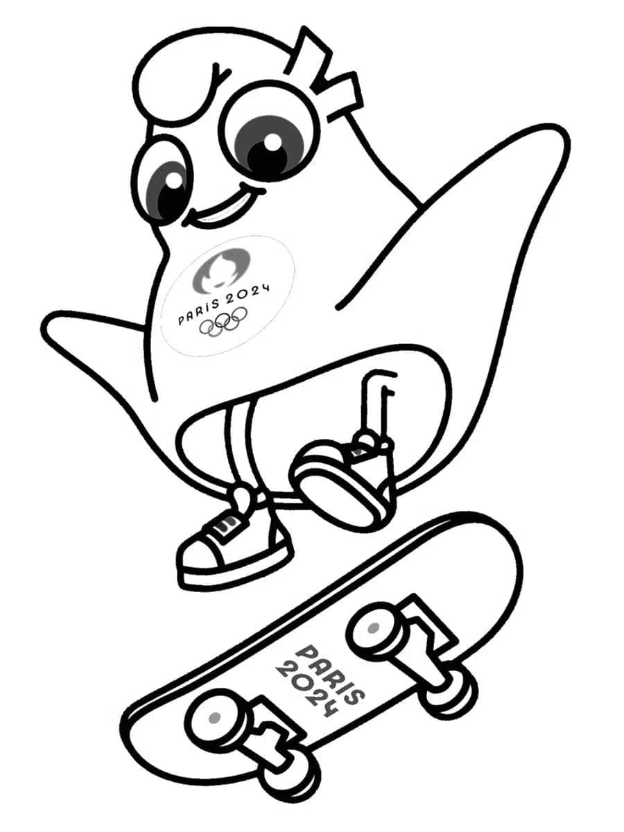 Coloriage Le skateboard aux Jeux olympiques 2024 à imprimer