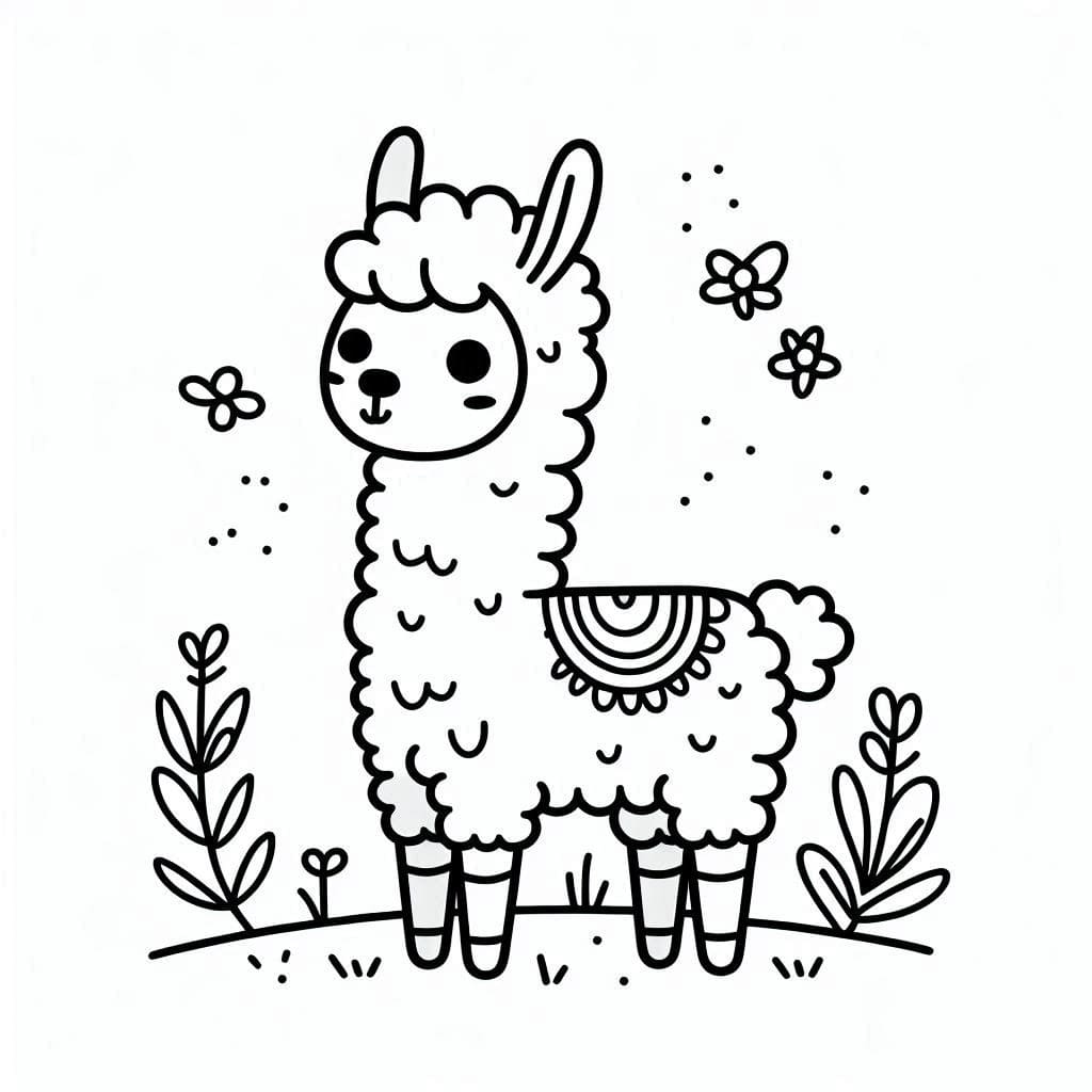 Coloriage Les lamas sont faciles pour les bébés à imprimer