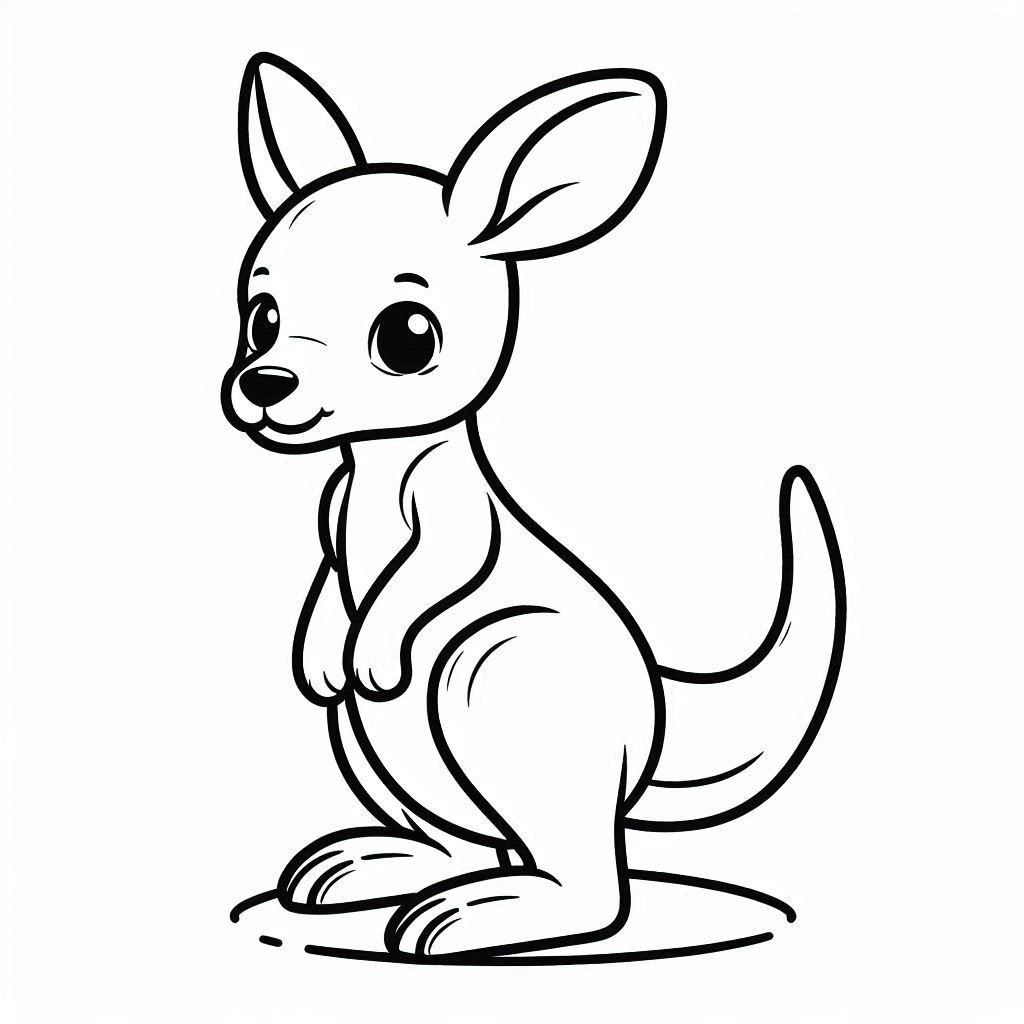 Coloriage Mignon petit kangourou à imprimer