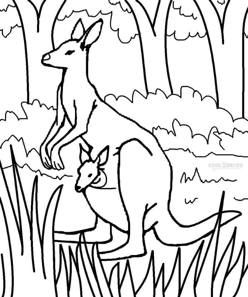 Coloriage Peinture de kangourous imprimable