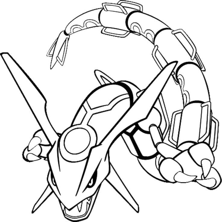 Coloriage Pokémon légendaire Rayquaza à imprimer