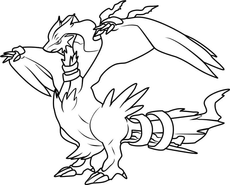 Coloriage Pokémon Légendaire Reshiram à imprimer