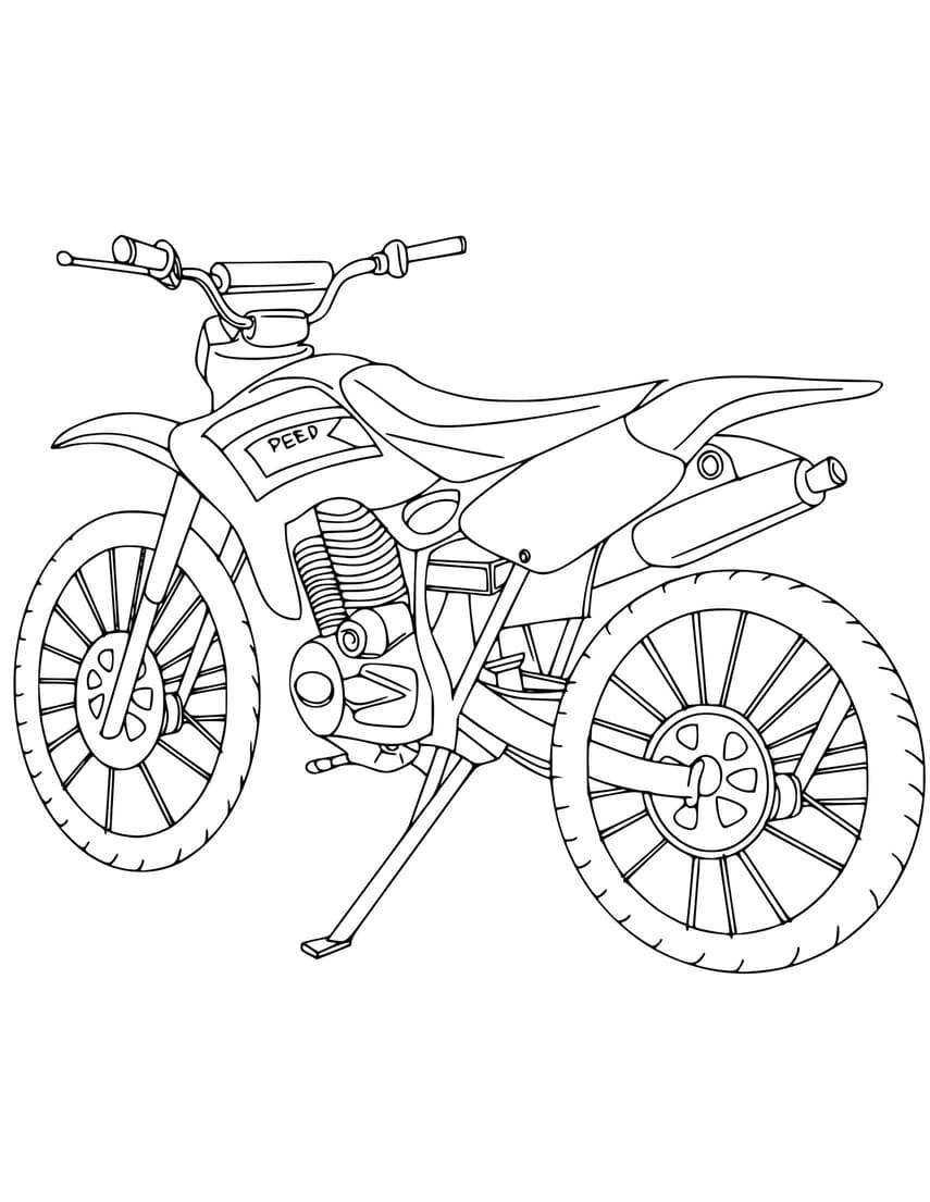 Coloriage Dessiner un motocross garé à imprimer