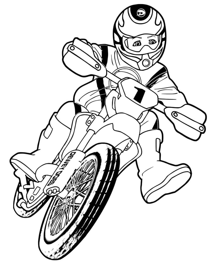 Coloriage Dessiner un vélo de motocross pour enfants à imprimer