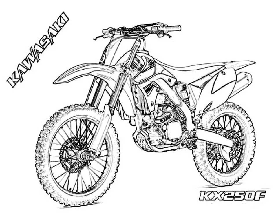 Coloriage Dessiner une moto Kawasaki KX250F