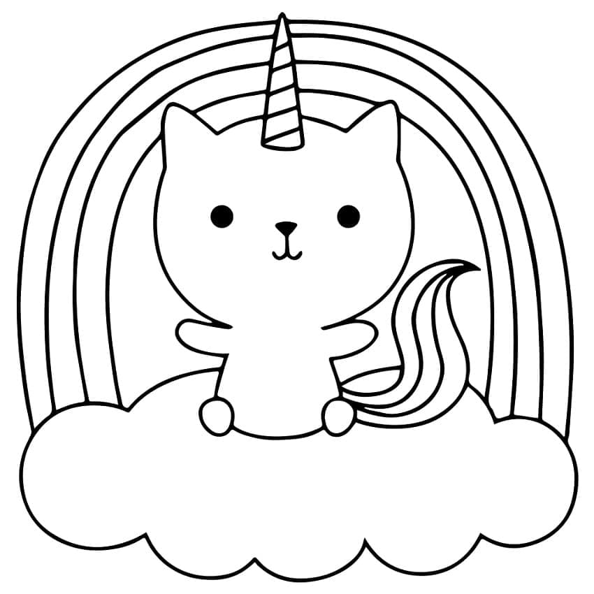 Coloriage Adorable chaton licorne mignon