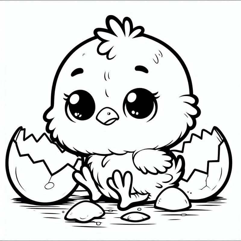 Coloriage Adorable poulet