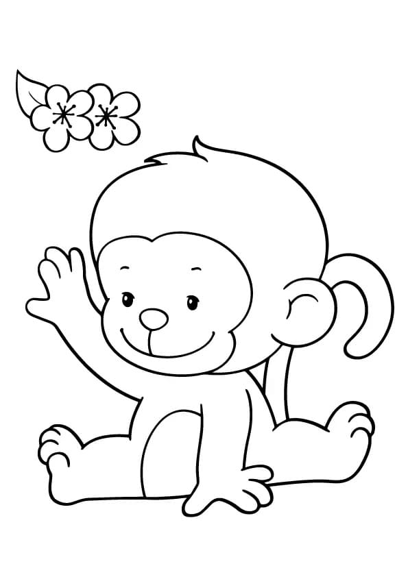 Coloriage Bébé singe heureux à imprimer