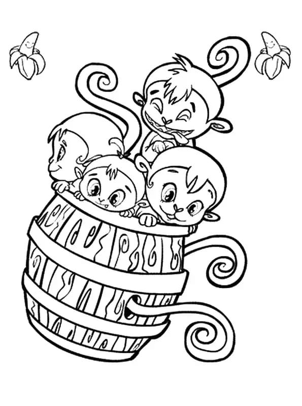 Coloriage Bébés singes