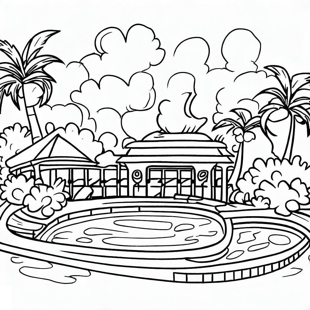 Coloriage Belle piscine gratuite