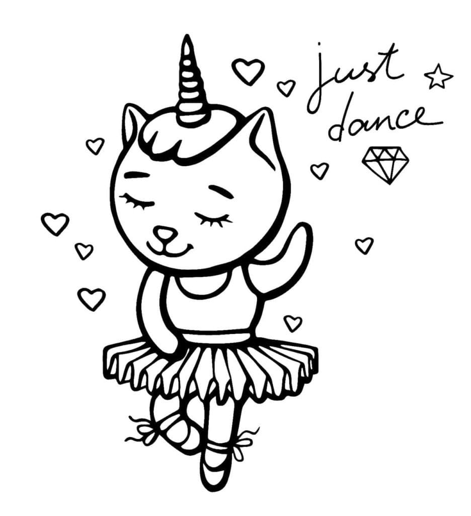 Coloriage Chat licorne ballerine