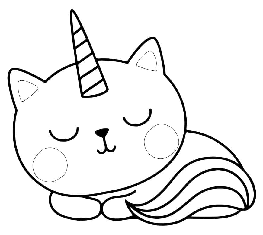 Coloriage Chat licorne endormi