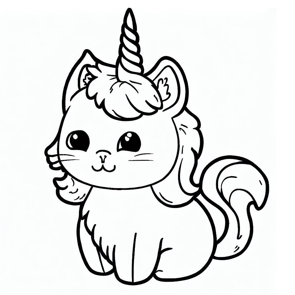 Coloriage Chat licorne mignon à imprimer