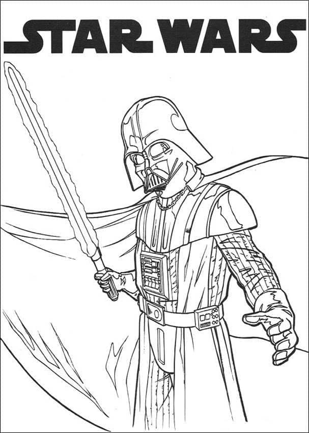 Coloriage Dark Vador et le sabre laser