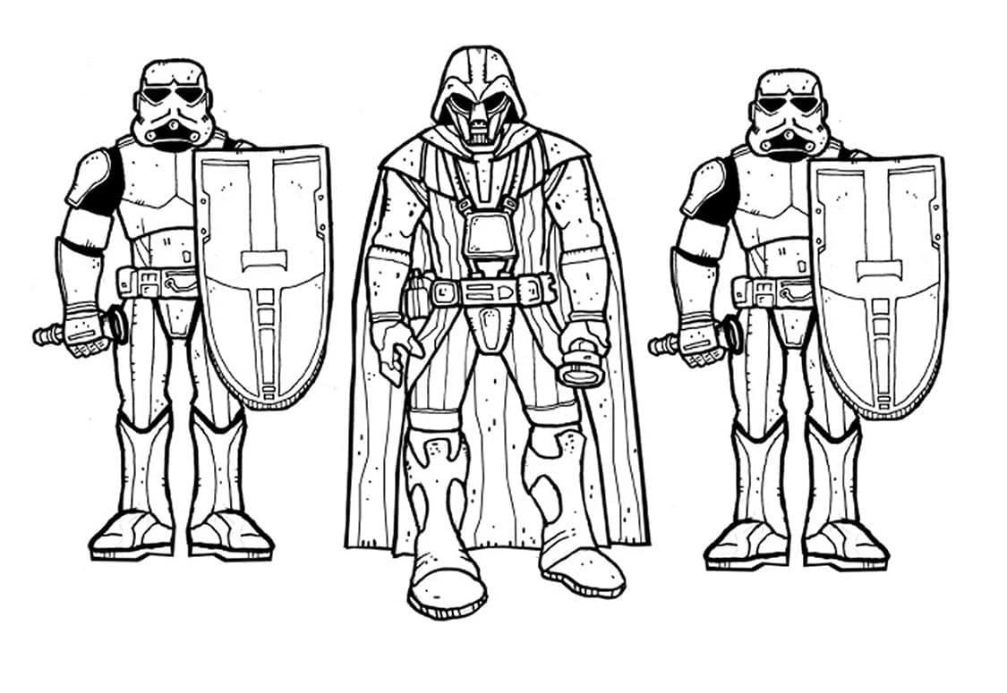 Coloriage Dark Vador et les Stormtroopers