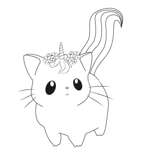 Coloriage Dessin de chat licorne à imprimer